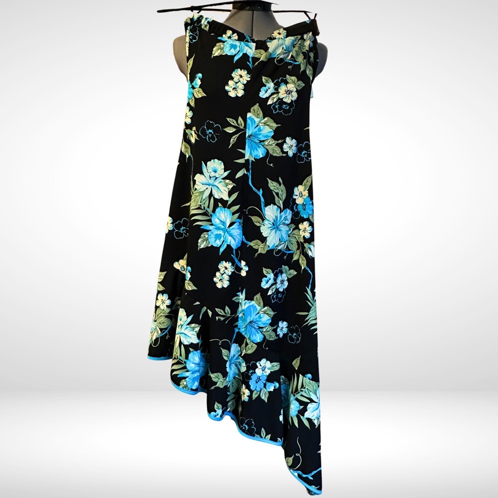 Ruby Rox Blue and White Asymmetrical Ruffled Sundress - Picture 2 of 8